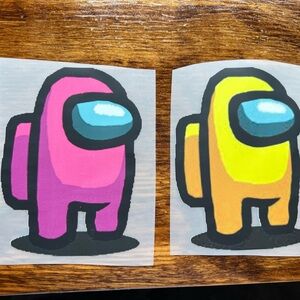 Pink and Yellow Among Us DTF Transfer